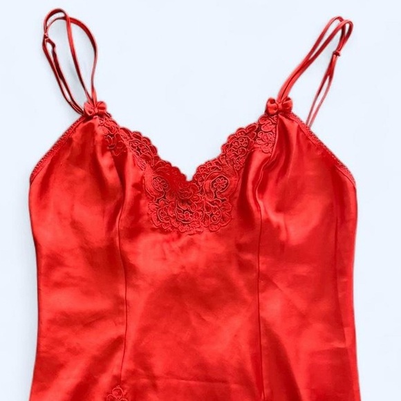La Vie En Rose Other - 90s Linda La Vie En Rose Red Lace Bow Detail Valentines Day Lingerie Nightgown